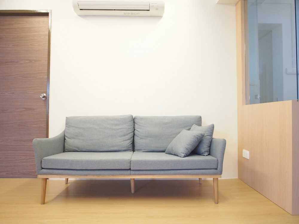 Scandinavian Living Room with Drop Ceiling and Sofa