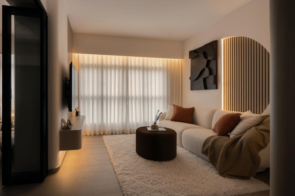 Scandinavian Living Room with Vinyl Flooring and Wood Flooring