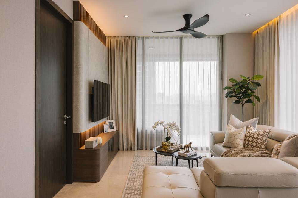 Modern Living Room with TV Console and Feature Wall