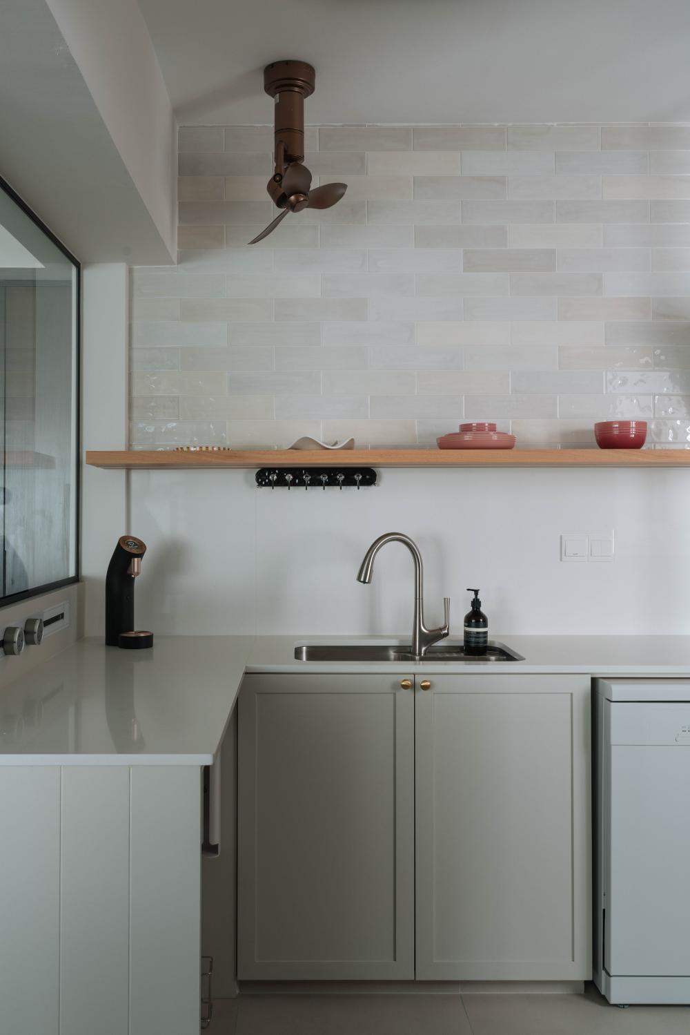 Scandinavian Kitchen with Cupboard and Open Kitchen