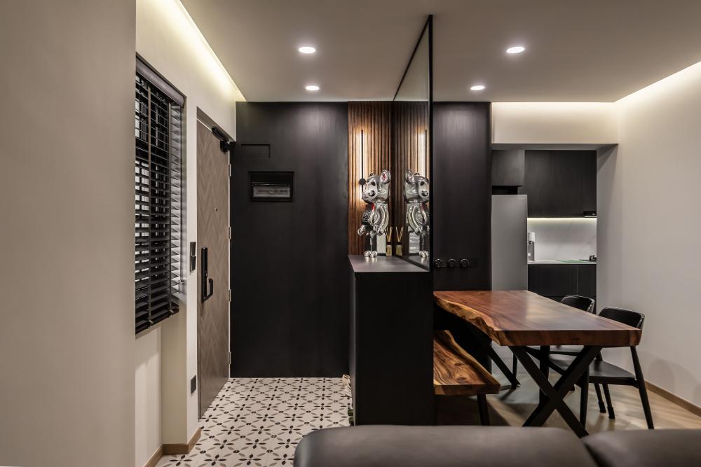 Contemporary Dining Room with Cove Lighting and Ceiling Light