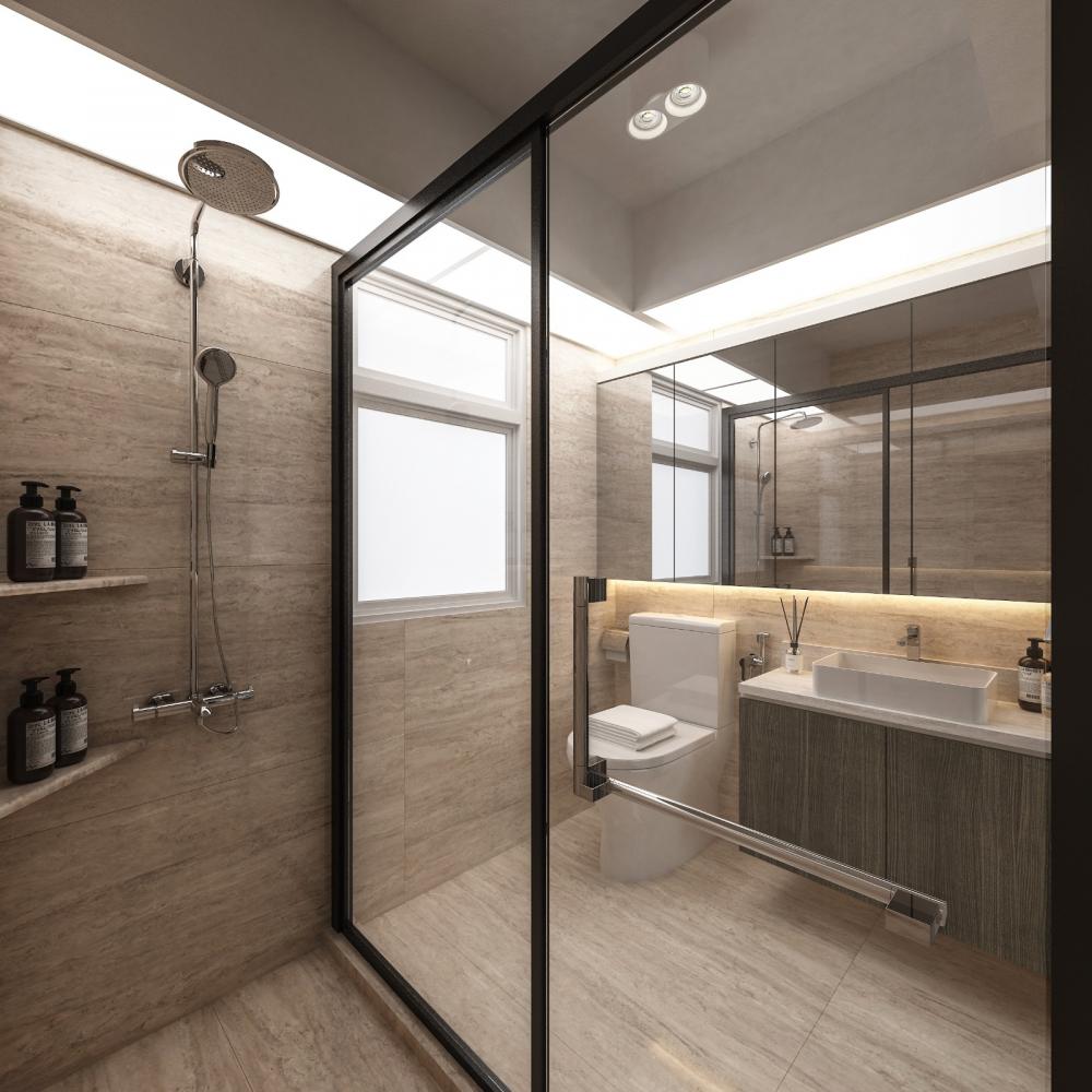Modern Bathroom with Countertop and Mirror