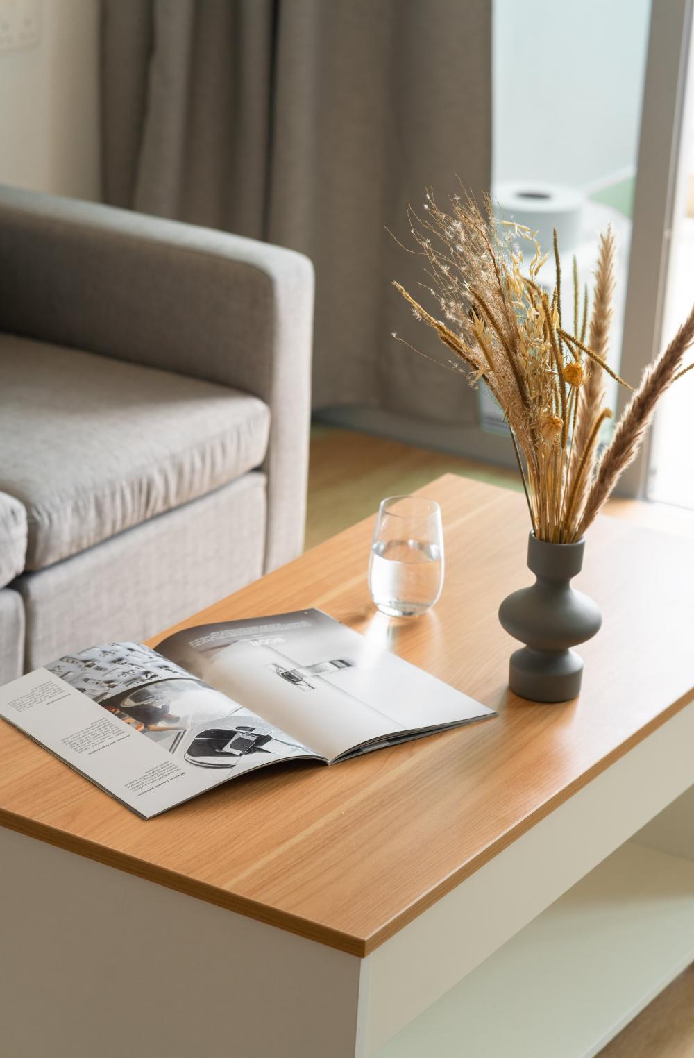 Contemporary Living Room with Vinyl Flooring and Sofa