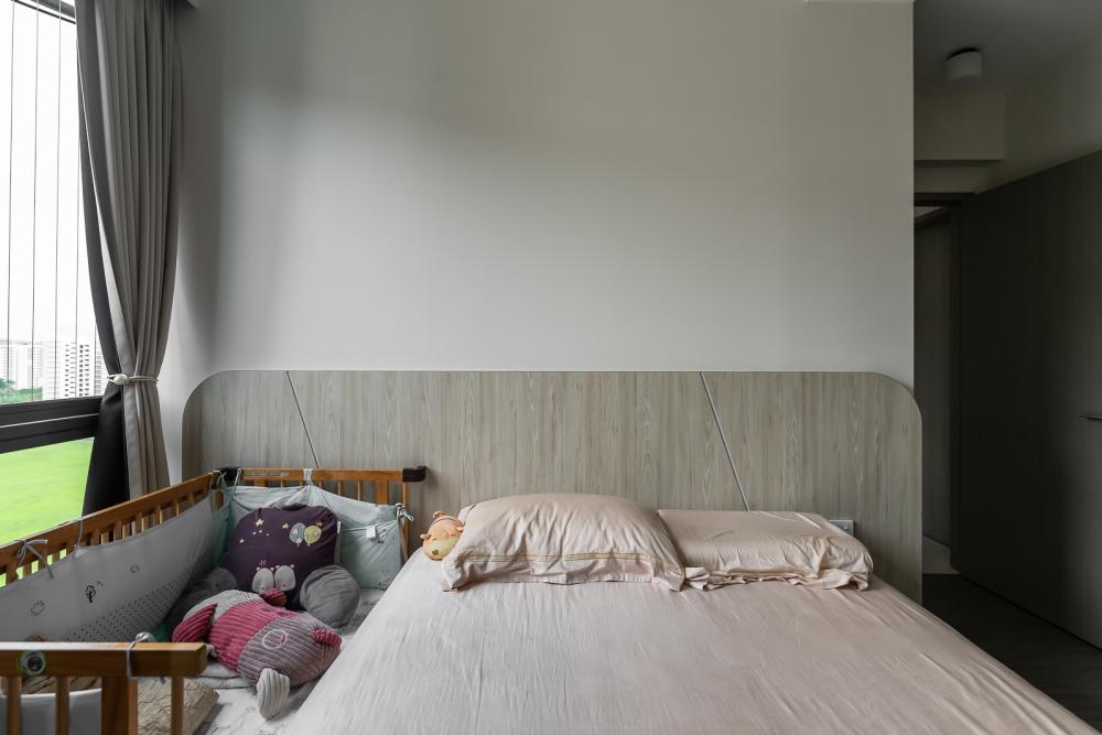 Modern Bedroom with Cupboard and Window Grille