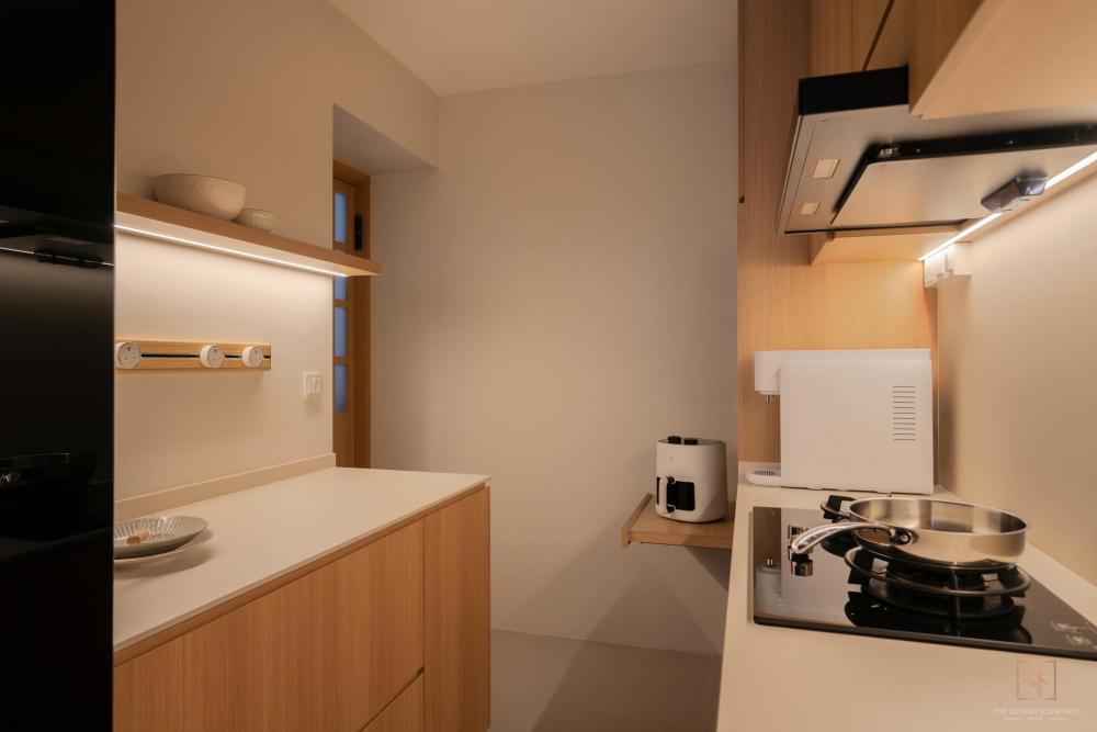 Asian Kitchen with Countertop and Kitchen Backsplash