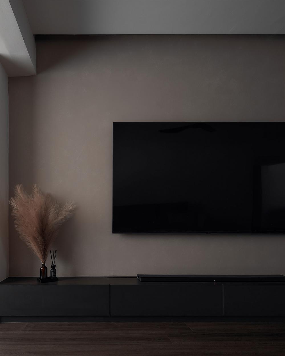 Contemporary Living Room with Vinyl Flooring and TV Console