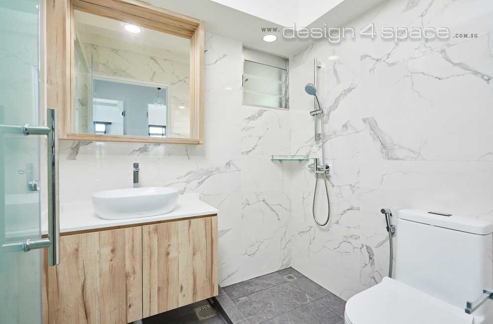 Contemporary Bathroom with Mirror and Bathroom Mirrors