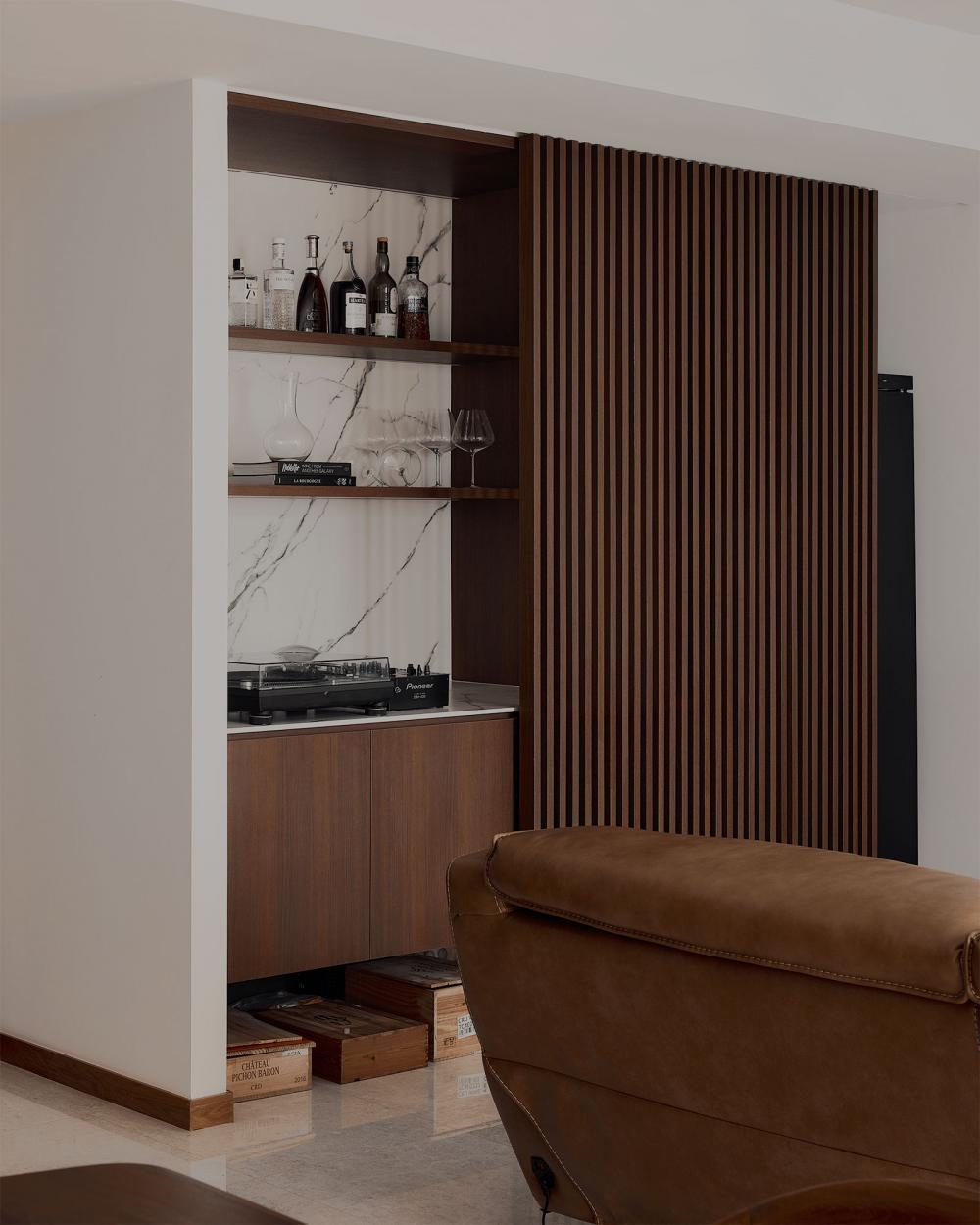 Contemporary Pantry with Feature Wall and Kitchen Backsplash