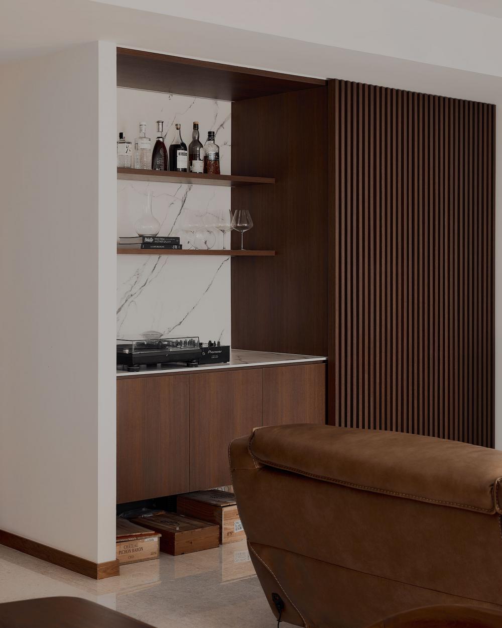 Contemporary Pantry with Feature Wall and Kitchen Backsplash