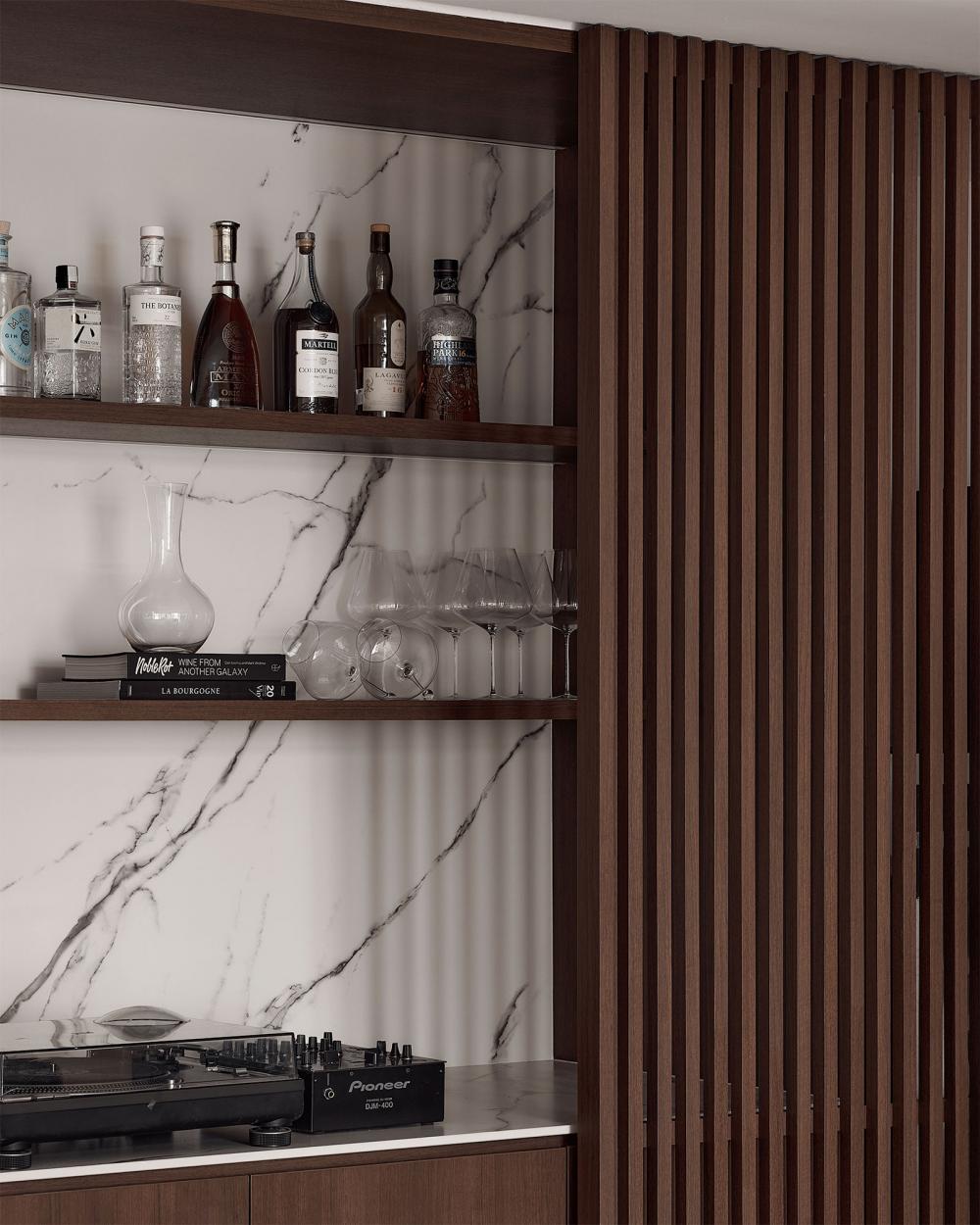 Contemporary Pantry with Feature Wall and Kitchen Backsplash