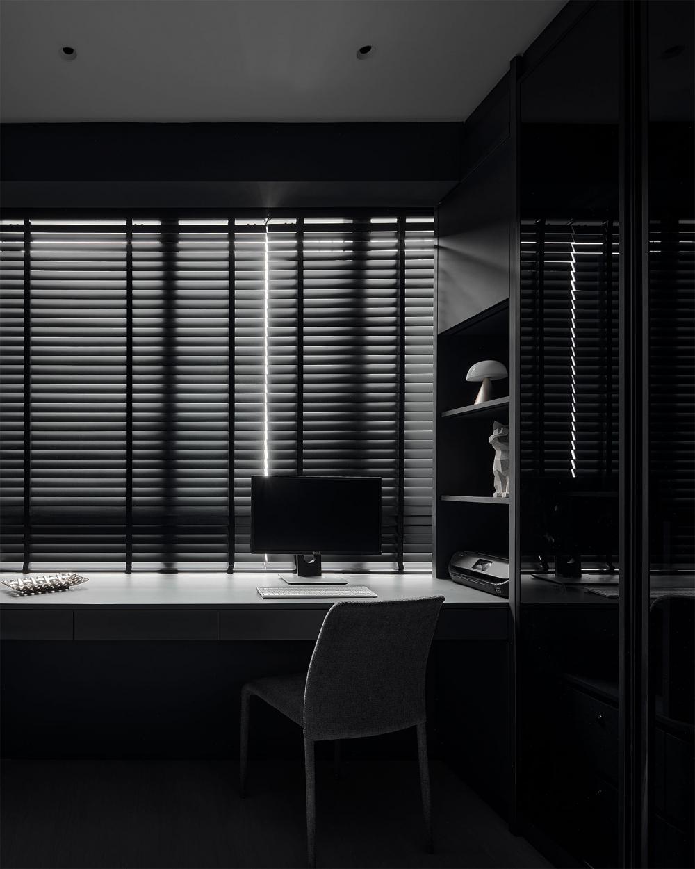 Contemporary Study with Desk Chairs and Storage Cabinets