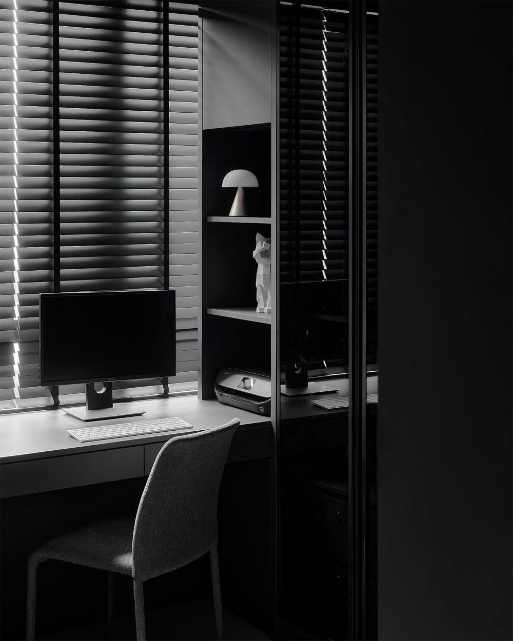 Contemporary Study with Bookshelf and Storage Cabinets