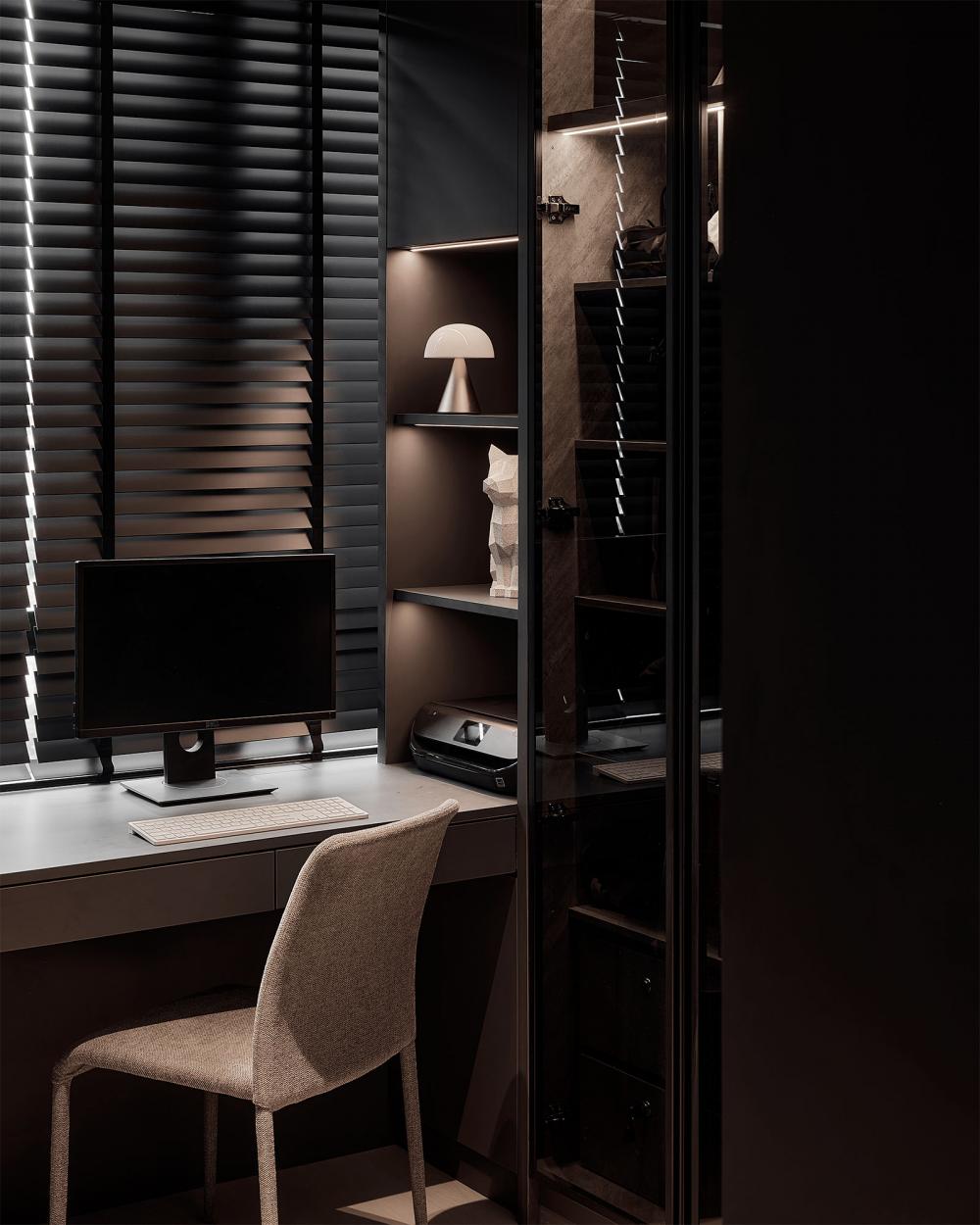 Contemporary Study with Storage Cabinets and Computer