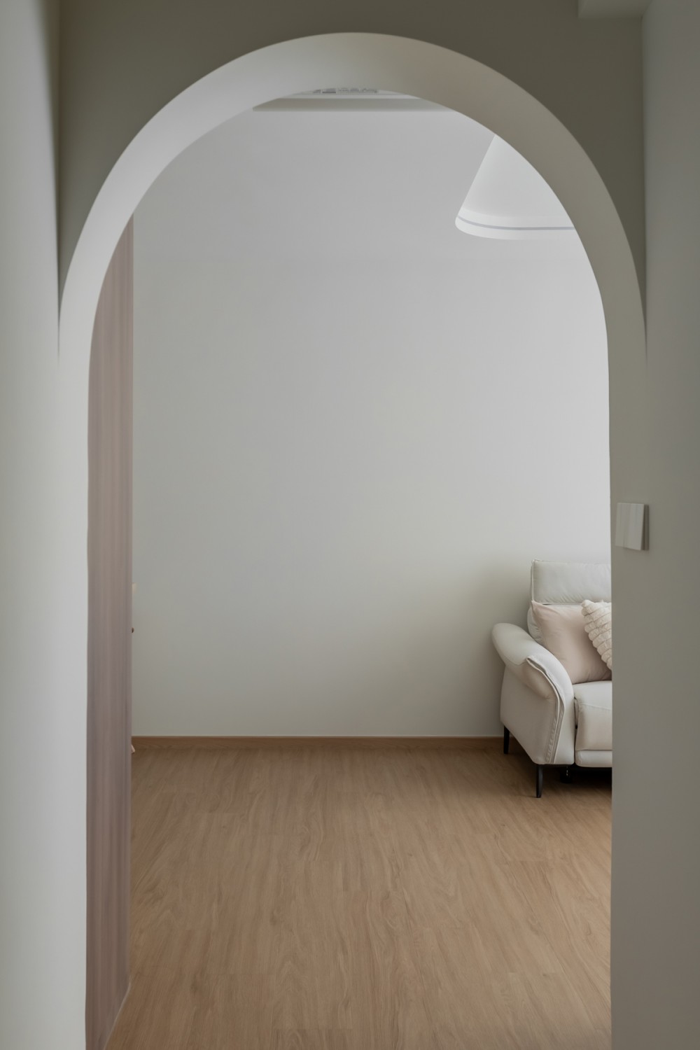 Scandinavian Living Room with Feature Wall and Drop Ceiling