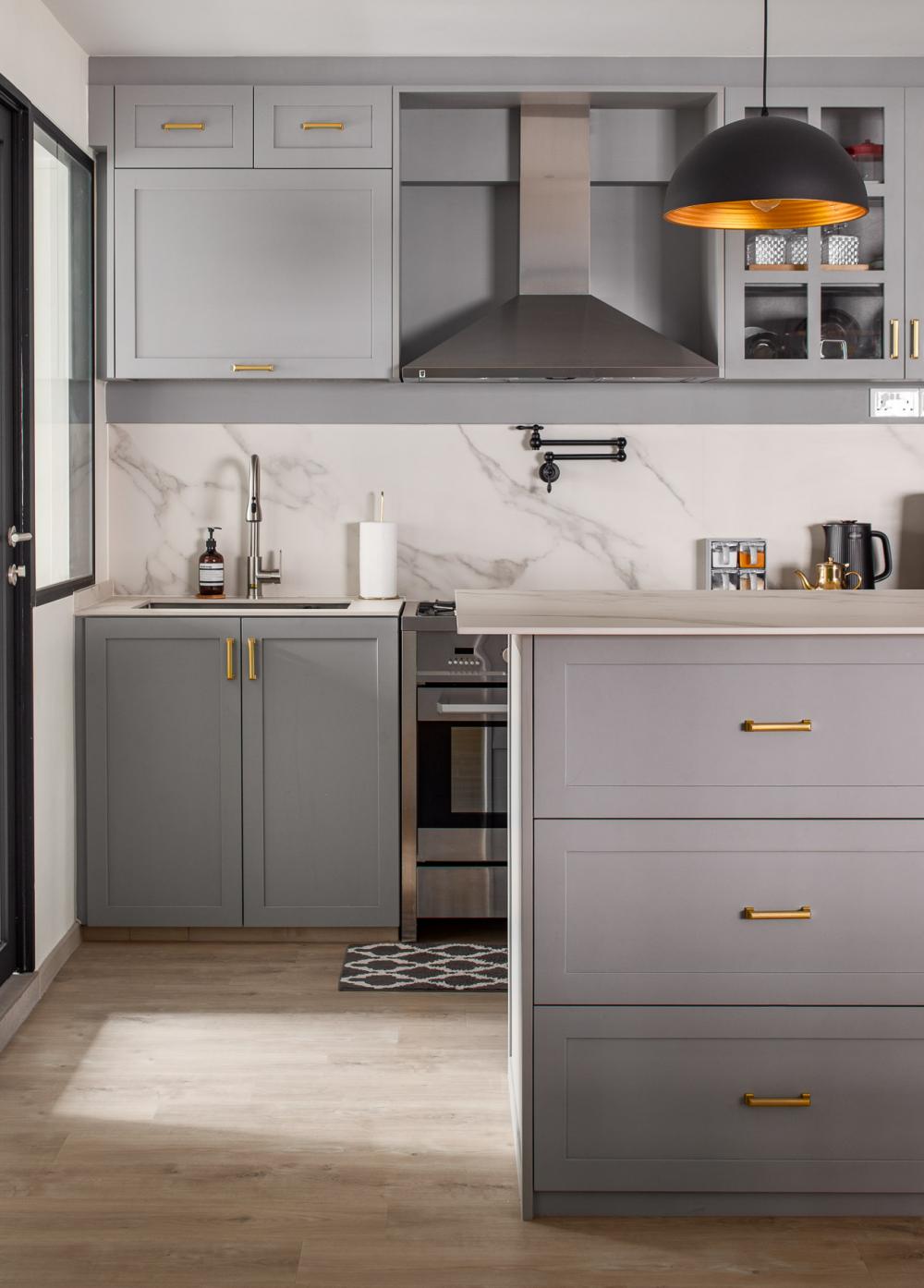 Country Kitchen with Countertop and Vinyl Flooring
