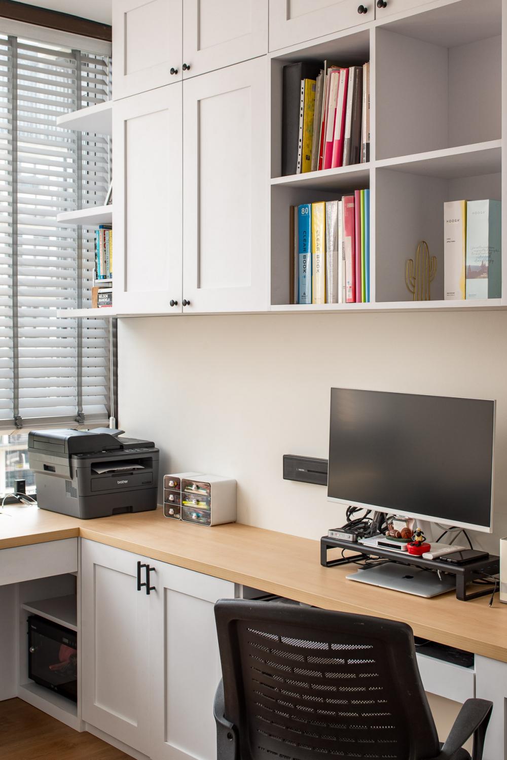 Country Study with Bookshelf and Computer
