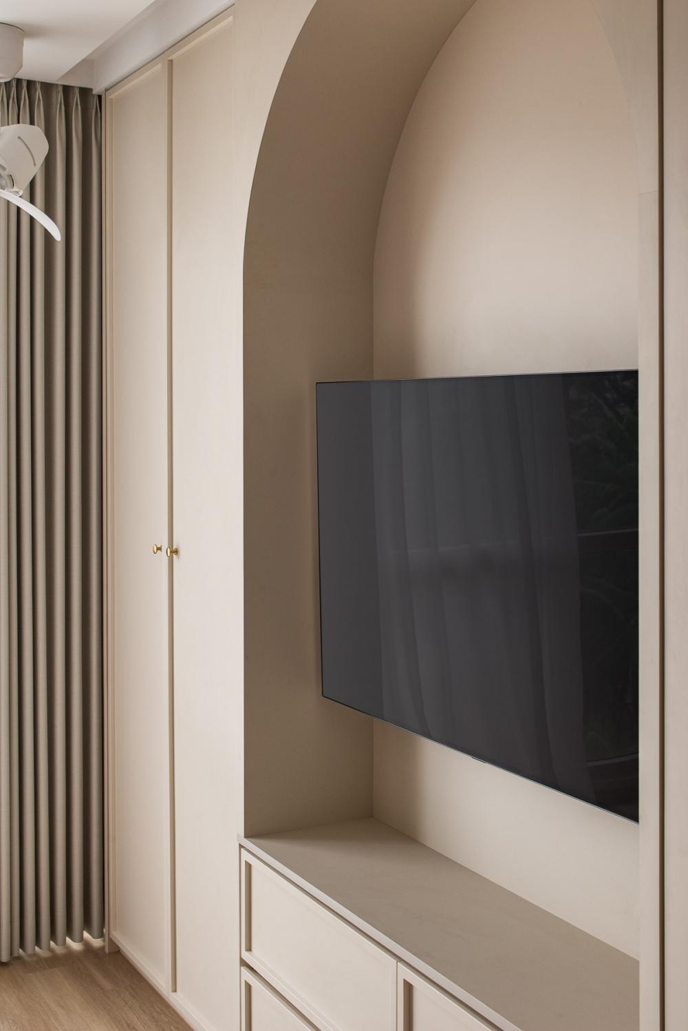 Modern Bedroom with Bookshelf and Wardrobe