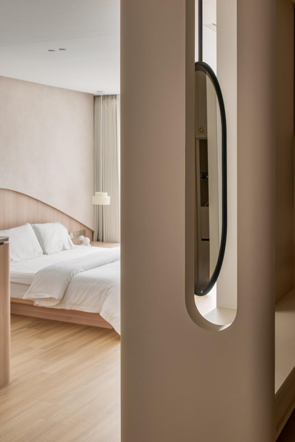Modern Bedroom with Vinyl Flooring and Bedroom Dresser