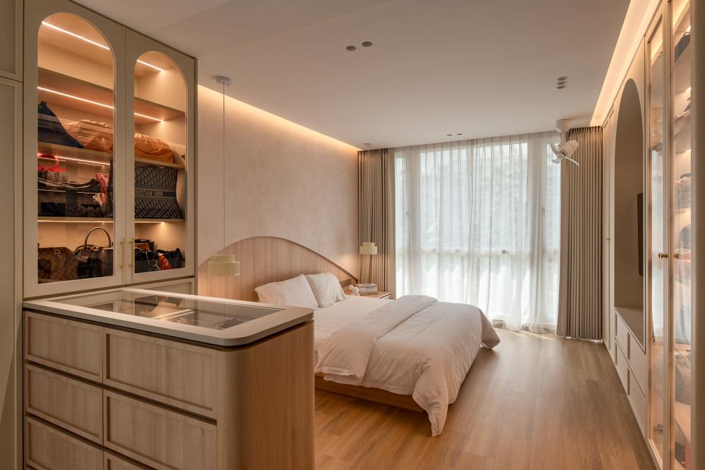 Modern Bedroom with Wardrobe and Bedside Table