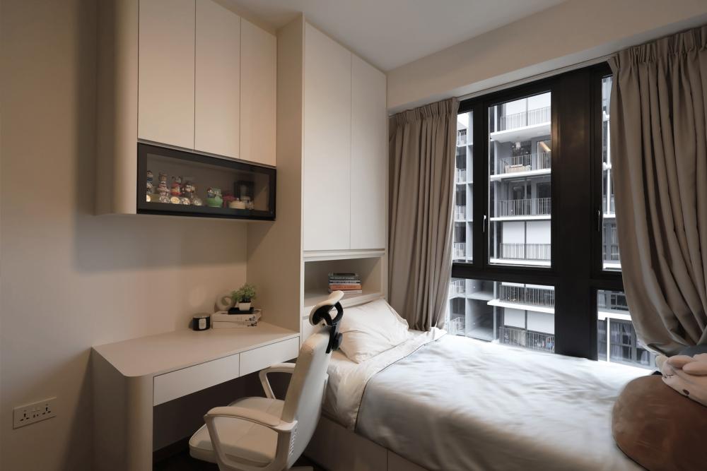 Contemporary Bedroom with Built-in Bed and Bed
