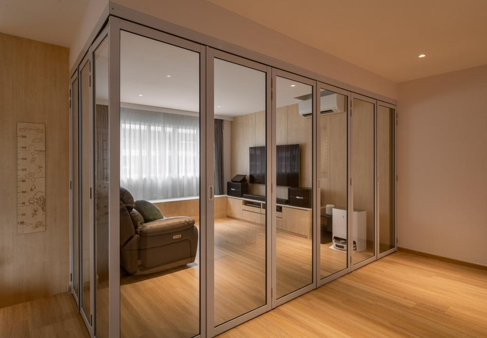 Scandinavian Living Room with Vinyl Flooring and Feature Wall