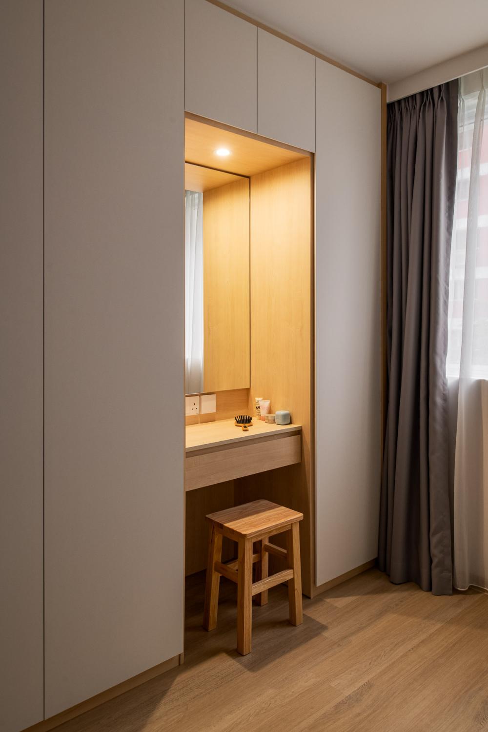 Scandinavian Bedroom with Vinyl Flooring and Wardrobe