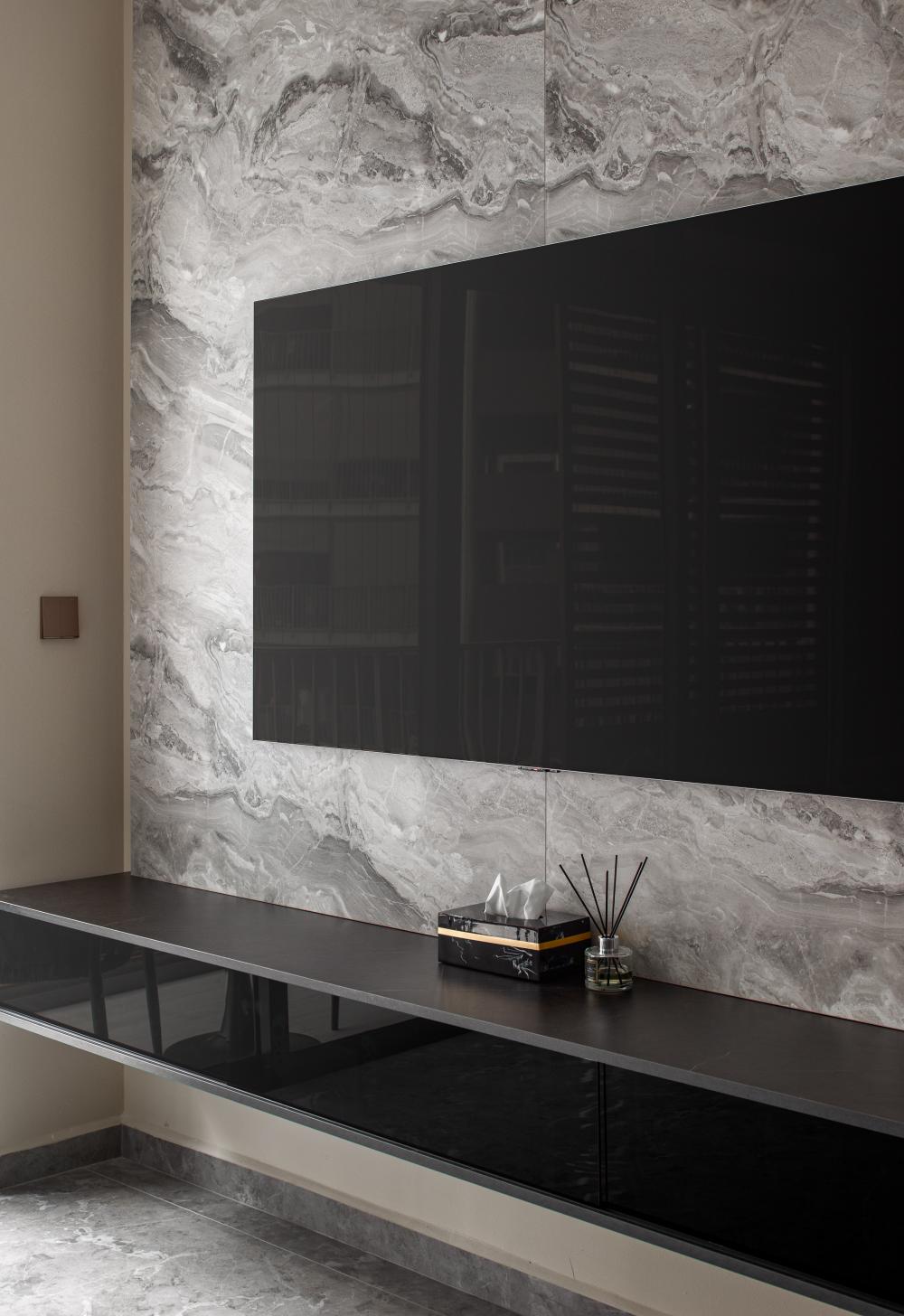 Modern Living Room with TV Console and Feature Wall