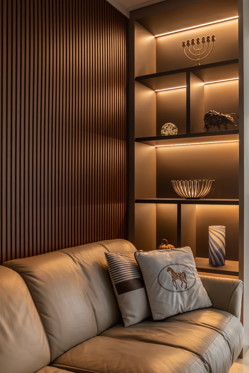 Contemporary Living Room with Feature Wall and Sofa