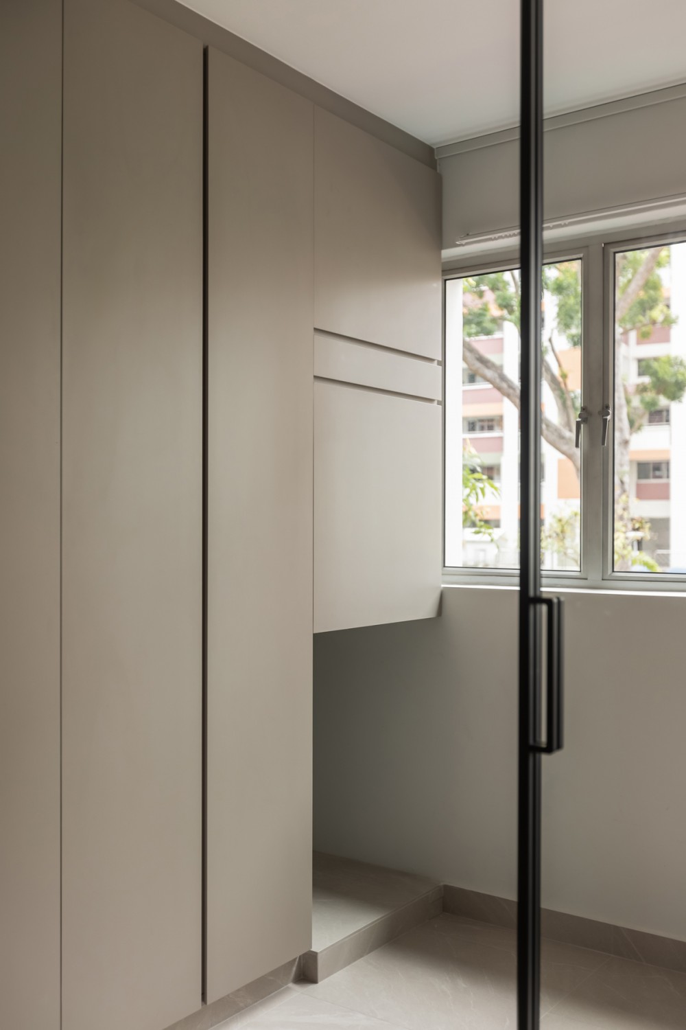 Contemporary Balcony with Drop Ceiling and Glass Door