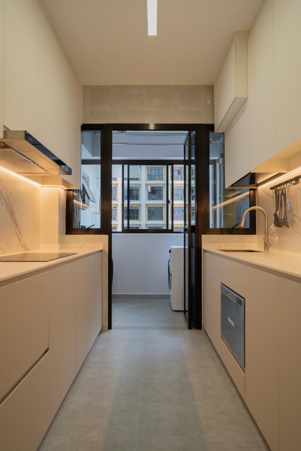 Modern Kitchen with Countertop and Kitchen Window