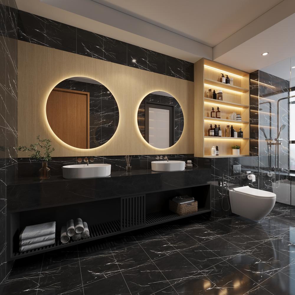 Modern Bathroom with Granite Floor and Bathroom Storage