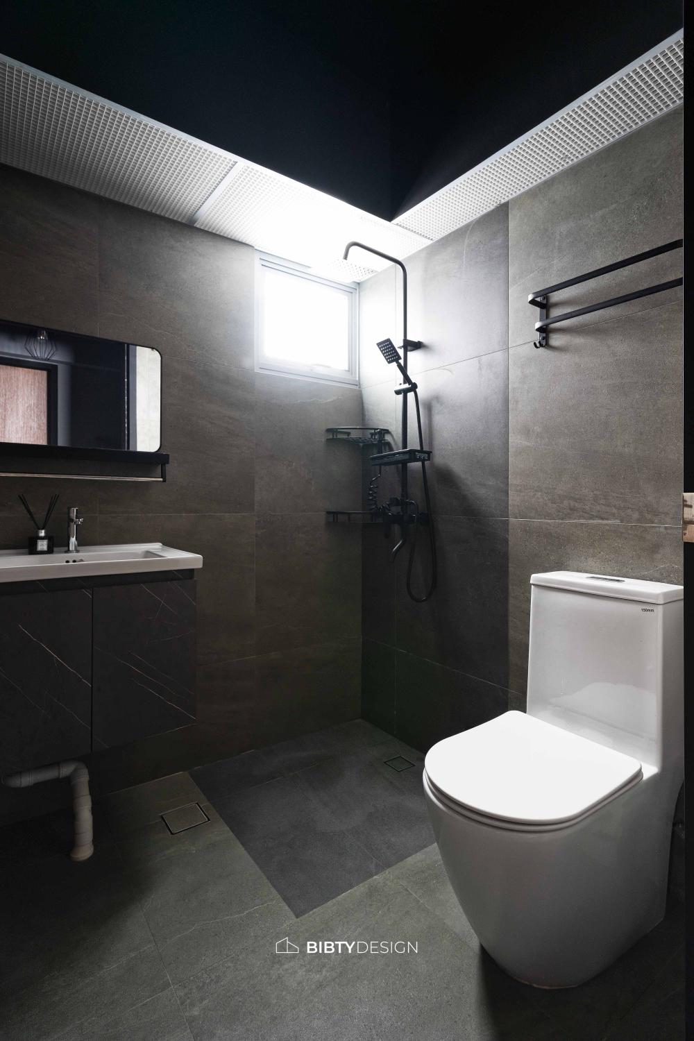 Industrial Bathroom with Mirror and Bathroom Storage
