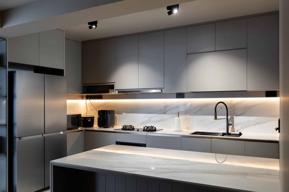 Contemporary Kitchen with Countertop and Open Kitchen