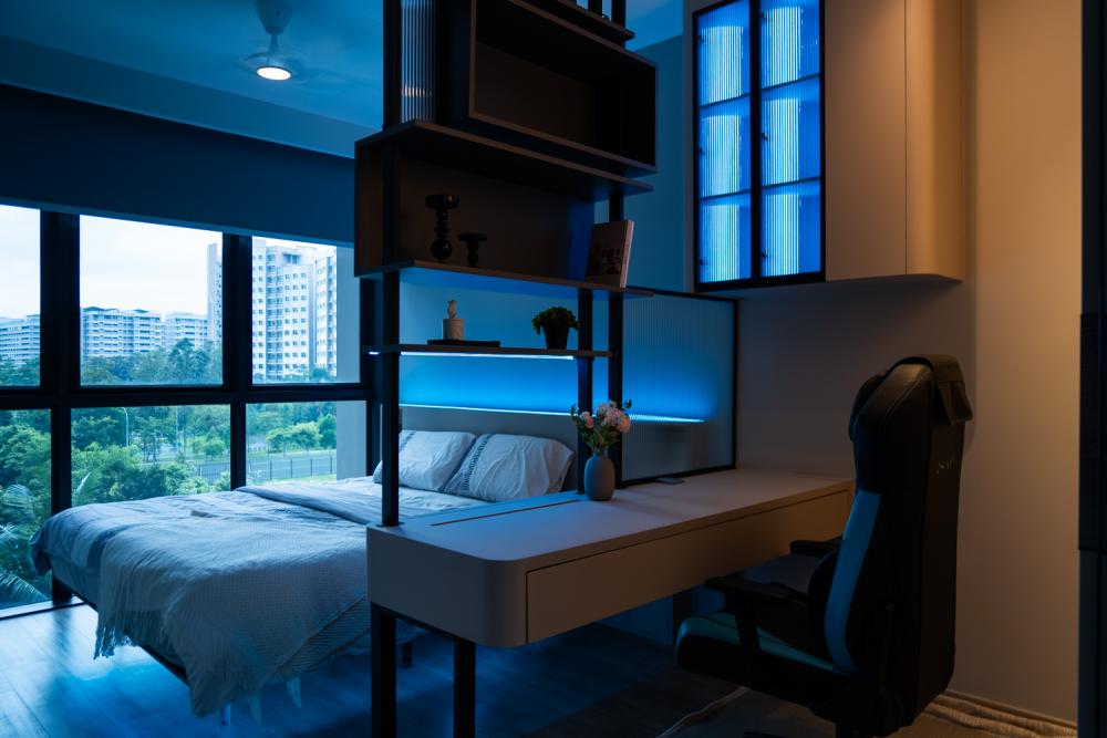 Modern Bedroom with Platform Bed and Cove Lighting