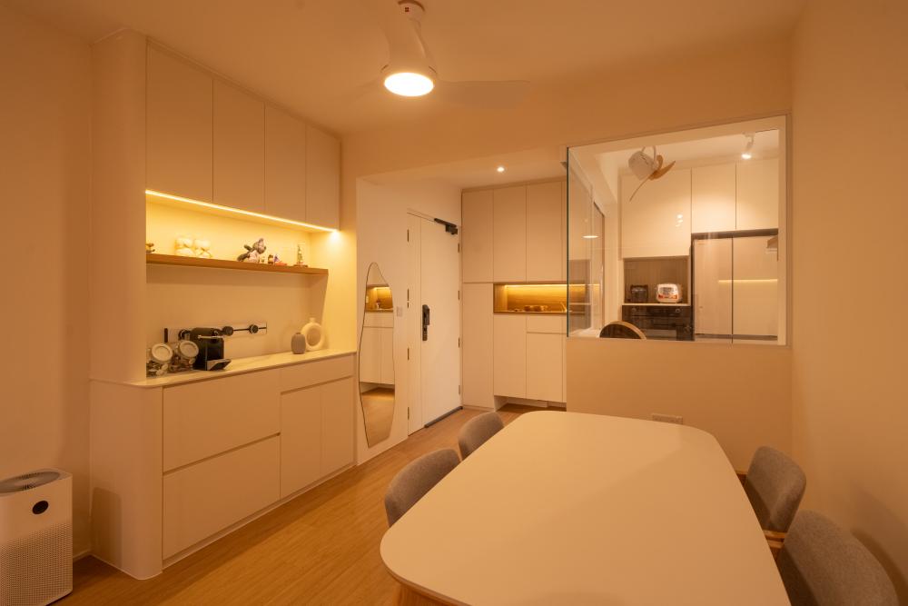 Contemporary Dining Room with Downlights and Dining Table