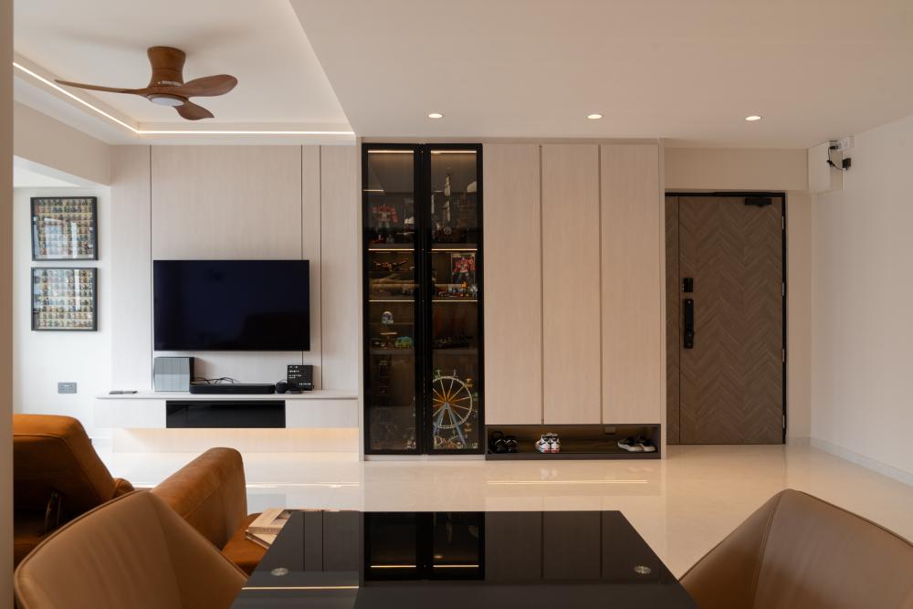 Modern Living Room with TV Console and Feature Wall