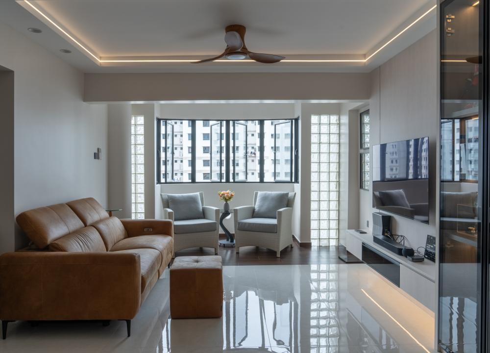 Modern Living Room with TV Console and Sofa