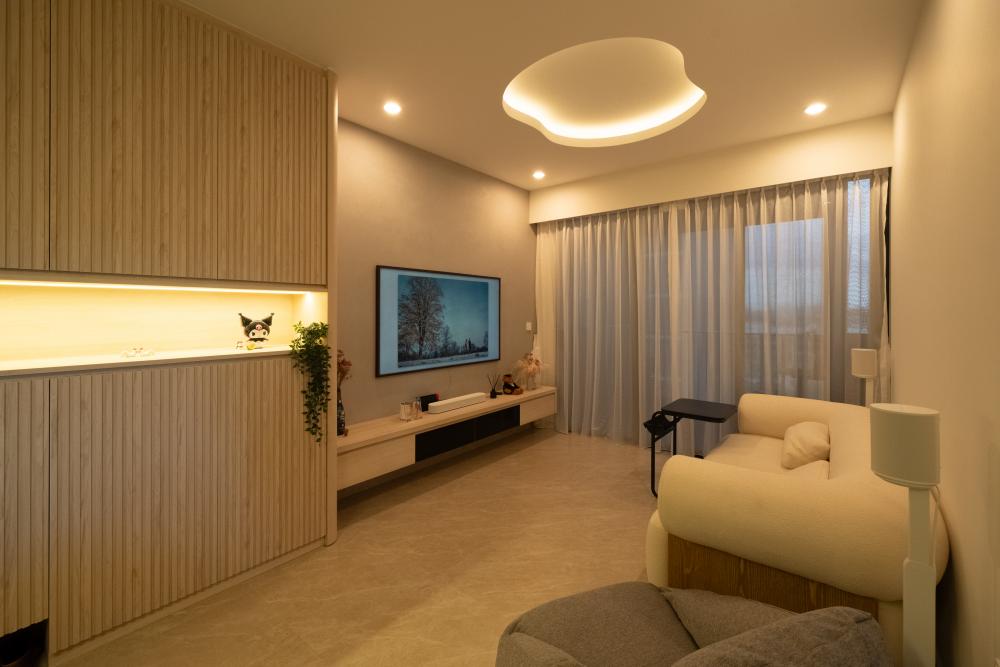 Modern Living Room with TV Console and Feature Wall