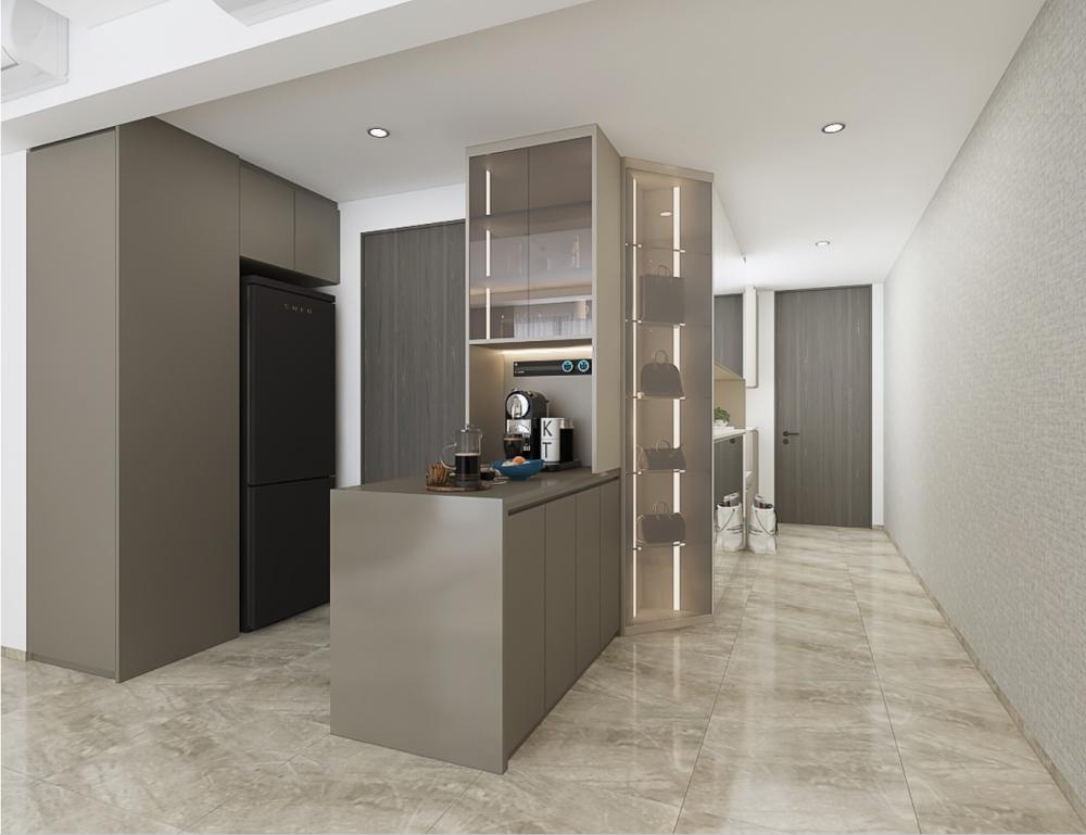 Modern Kitchen with Countertop and Kitchen Island