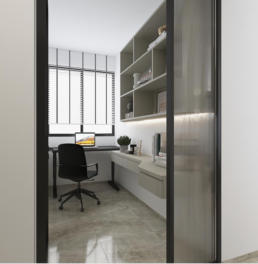 Modern Study with Drop Ceiling and Desk