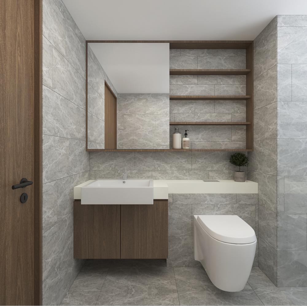 Modern Bathroom with Mirror and Vanity Counter