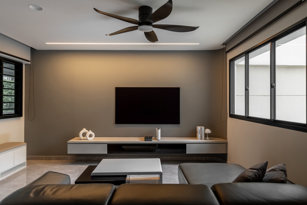 Minimalist Living Room with TV Console and Sofa
