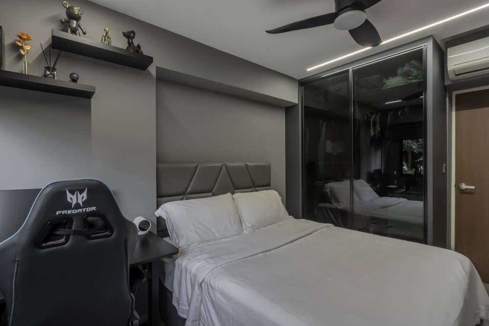 Minimalist Bedroom with Ceiling Light and Wardrobe