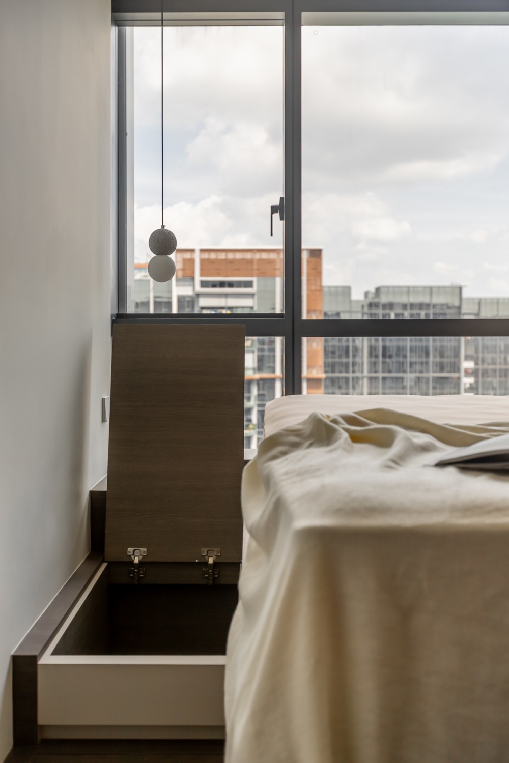 Modern Bedroom with Platform Bed and Wood Flooring