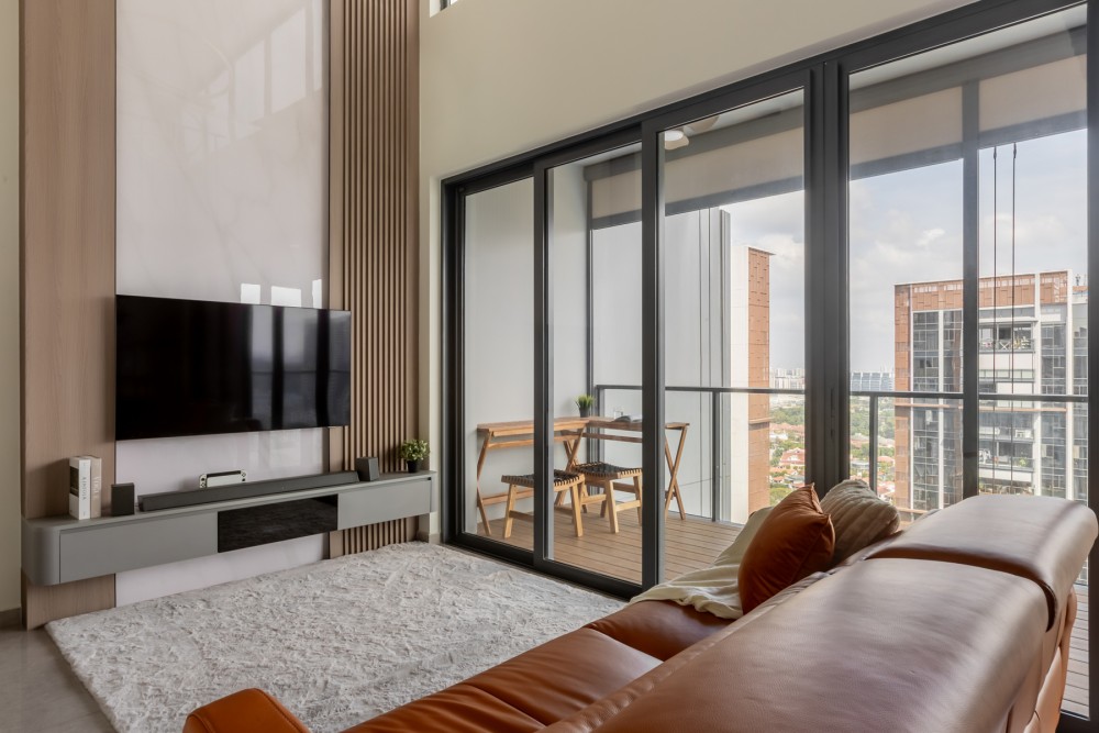 Modern Living Room with TV Console and Feature Wall
