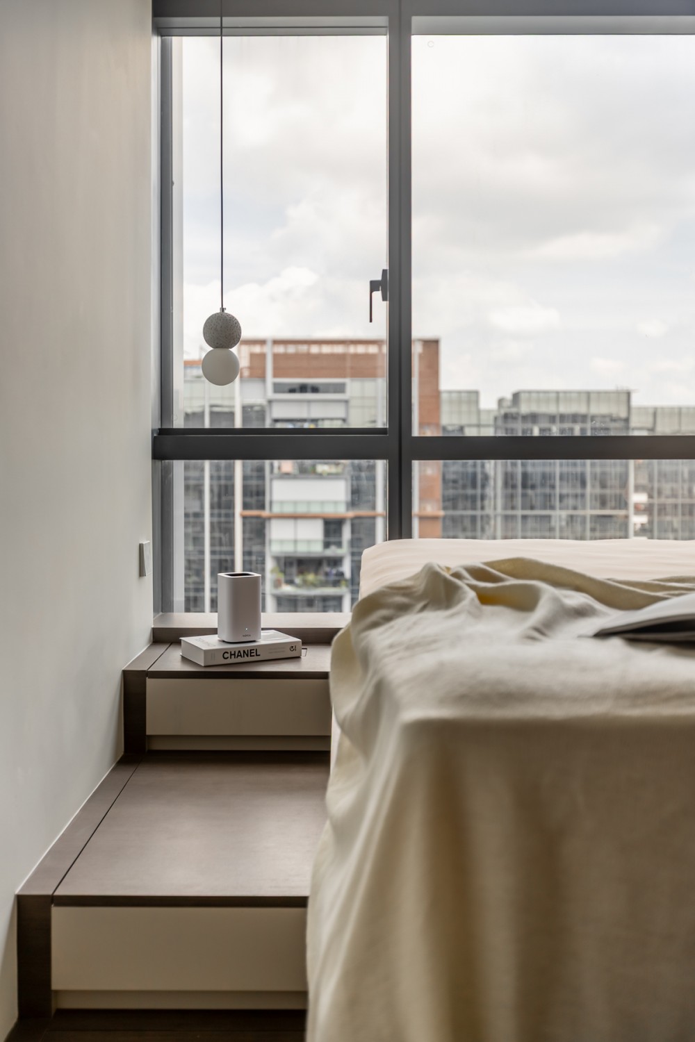 Modern Bedroom with Built-in Bed and Storage Cabinets