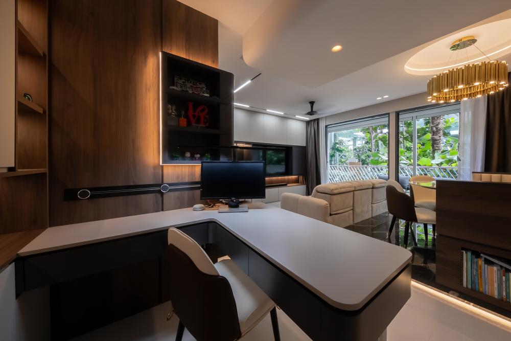 Contemporary Living Room with TV Console and TV