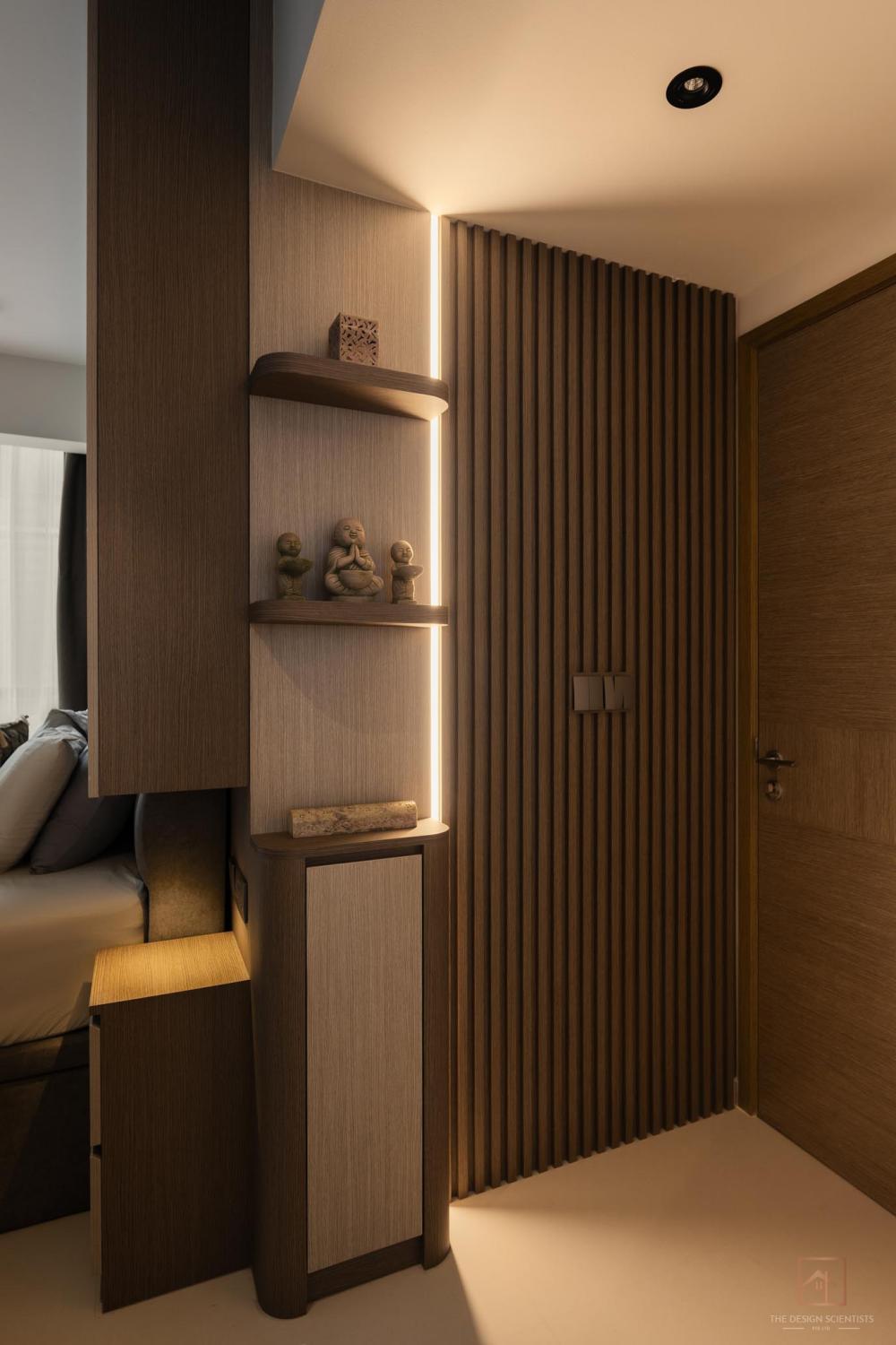Contemporary Bedroom with Bookshelf and Queen Bed