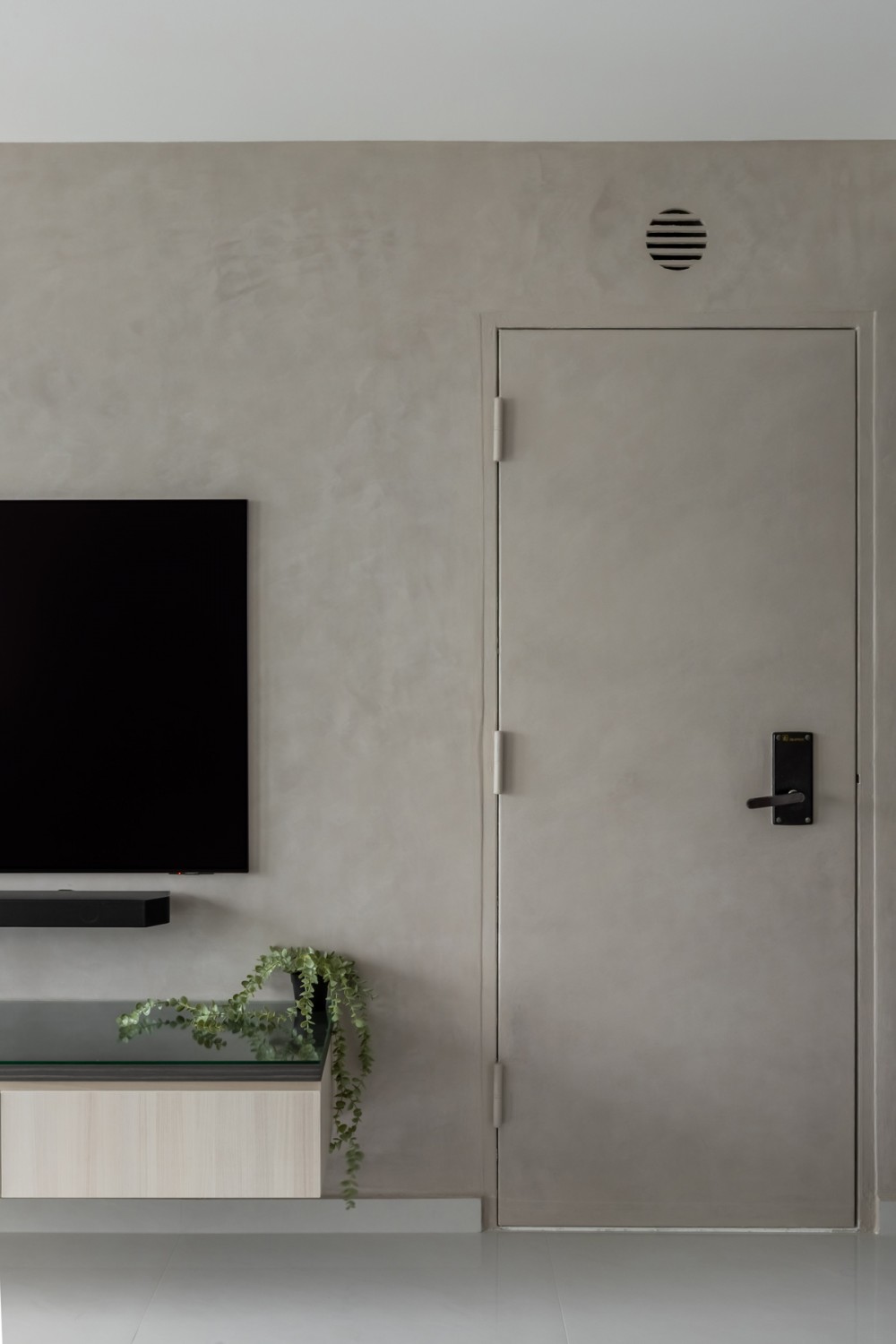 Contemporary Living Room with TV Console and Feature Wall