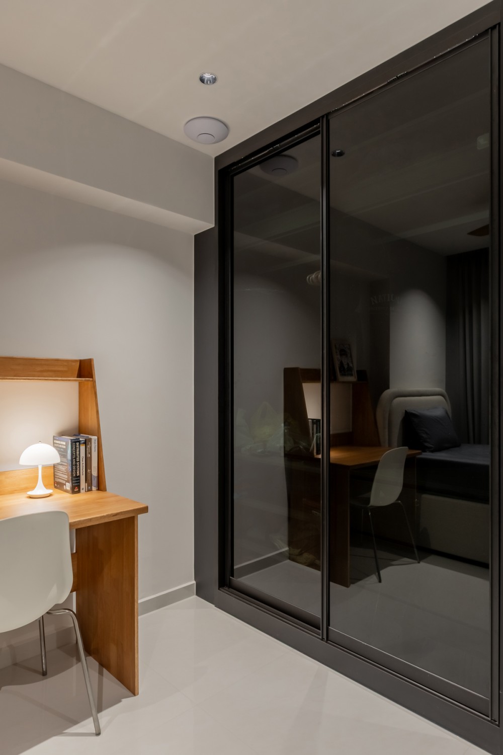 Contemporary Bedroom with Drop Ceiling and Ceiling Light